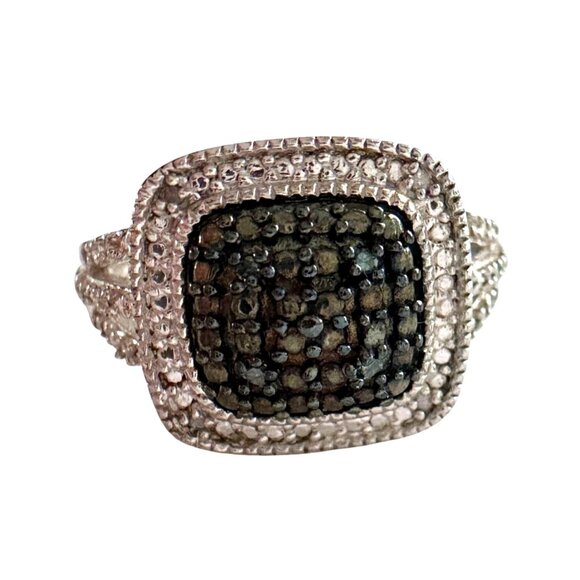 Genuine Deep Blue Diamond Ring Size 7 - Pretty Cushion Cut Diamond Accent - Picture 2 of 14